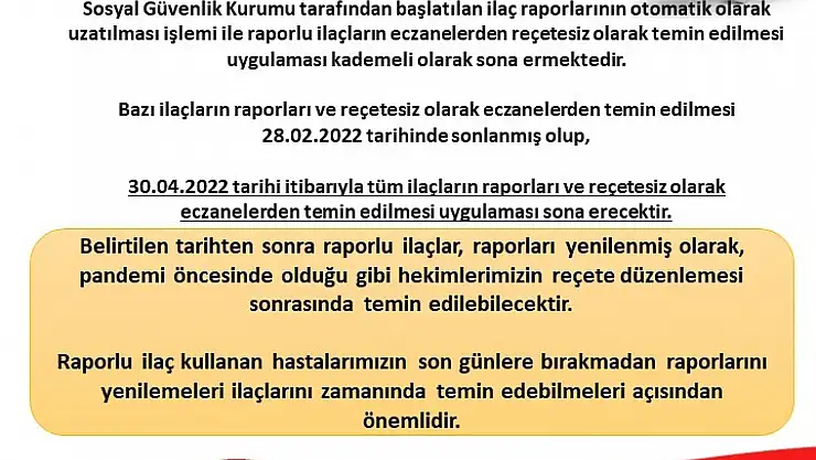 'Pandemide başlatılan reçetesiz ilaç temini 30 Nisan'da sona eriyor'