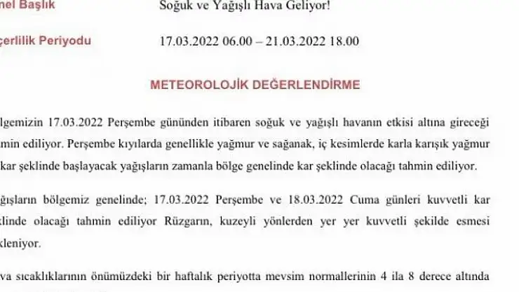  Meteoroloji uyardı, soğuk ve yağışlı havalar geliyor