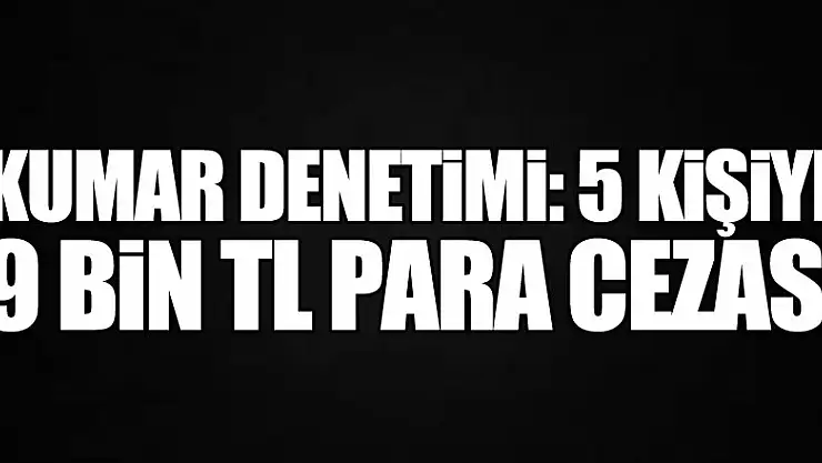 Kumar denetimi: 5 kişiye 9 bin TL para cezası