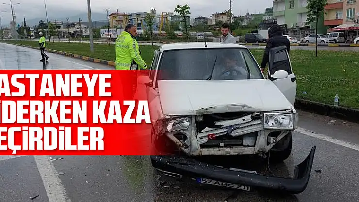 Hastaneye giderken kaza geçirdiler