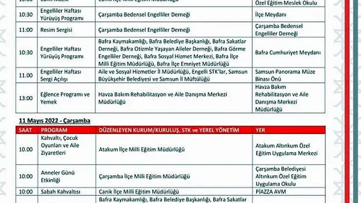 Samsun'da Engelliler Haftası etkinlikleri