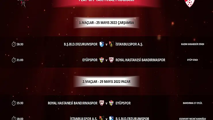 1.ligde play-off programı açıklandı
