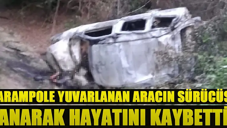 Şarampole yuvarlanan aracın sürücüsü yanarak hayatını kaybetti