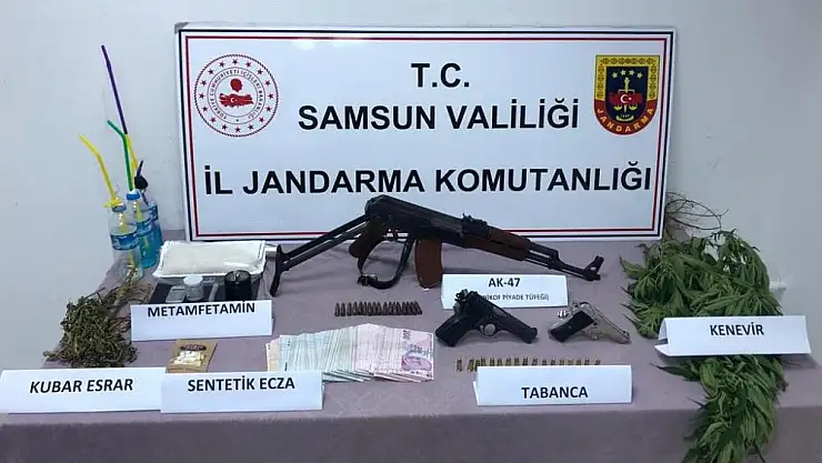 Samsun'da kaleşnikof tüfek ve uyuşturucu operasyonunda 3 kişi tutuklandı