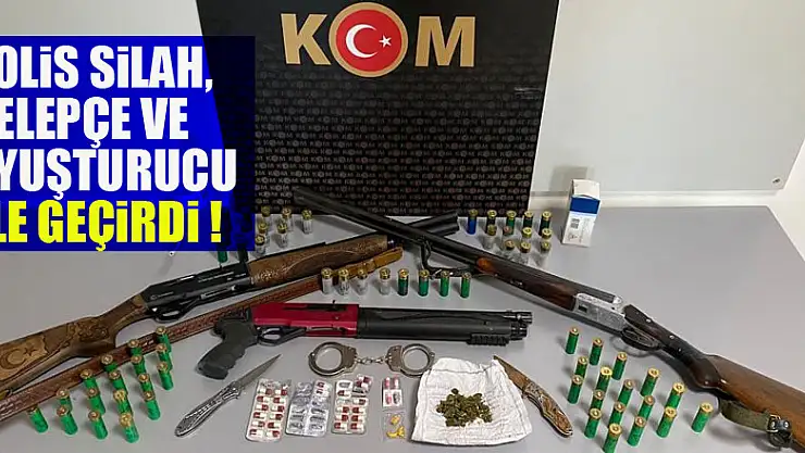 Polis silah, kelepçe ve uyuşturucu ele geçirdi: 2 gözaltı