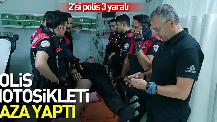 Samsun'da polis motosikleti kaza yaptı: 2'si polis 3 yaralı