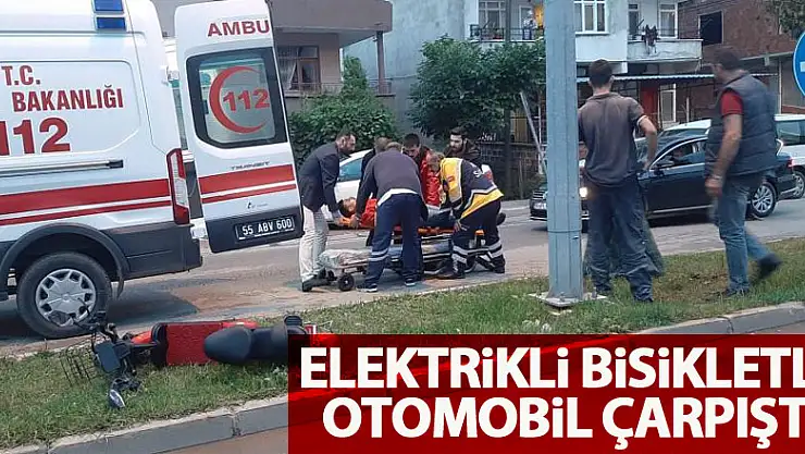 Elektrikli bisikletle otomobil çarpıştı