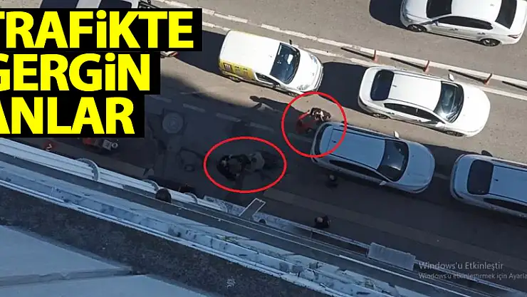 Trafikte gergin anlar