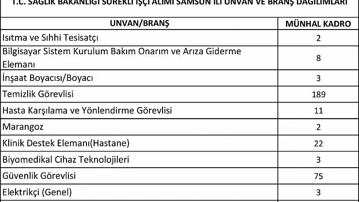 Sağlık Bakanlığı Samsun'da 780 personel istihdam edecek 