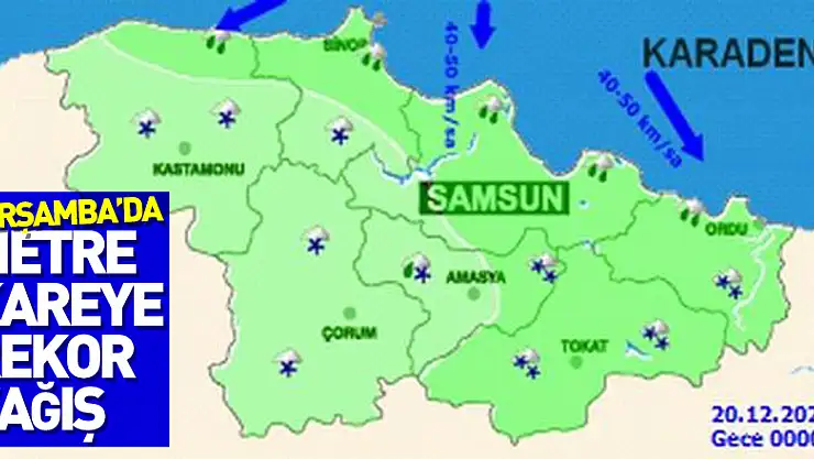 Çarşamba'da metre kareye 41,9 kilo yağış düştü