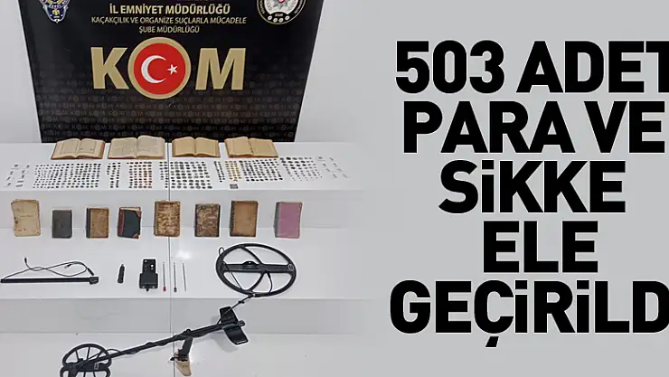 Samsun'da 503 adet altın para, sikke ve 12 adet el yazmalı kitap ele geçirildi