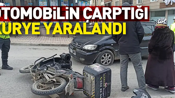 Otomobilin çarptığı kurye yaralandı