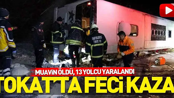 Kontrolden çıkan otobüs şarampole devrildi: Muavin öldü, 13 yolcu yaralandı
