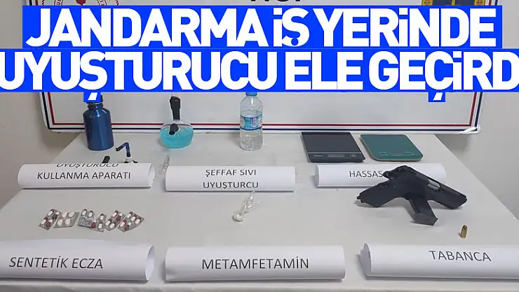 Jandarma iş yerinde uyuşturucu ele geçirdi