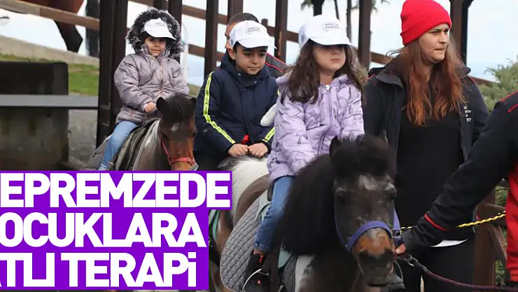 Depremzede çocuklara atlı terapi