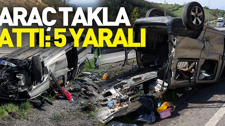 Bayram iznine giden ailenin aracı takla attı: 5 yaralı