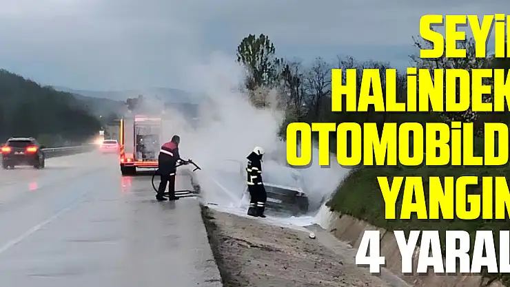 Samsun'da seyir halindeki otomobilde yangın: 4 yaralı