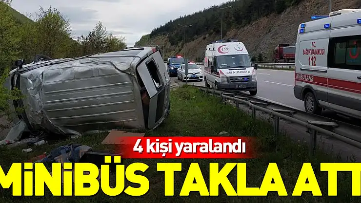 Minibüs takla attı: 4 yaralı