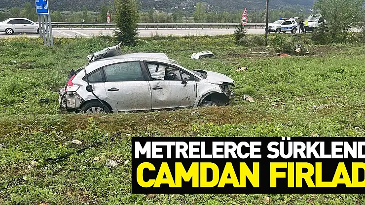 Metrelerce sürüklenen otomobilin camından fırlayan sürücü ağır yaralandı