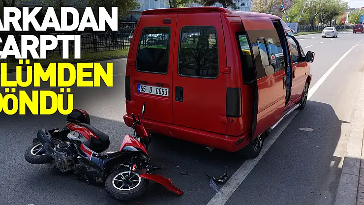 Samsun'da dolmuşa arkadan çarpan motosiklet sürücüsü ölümden döndü