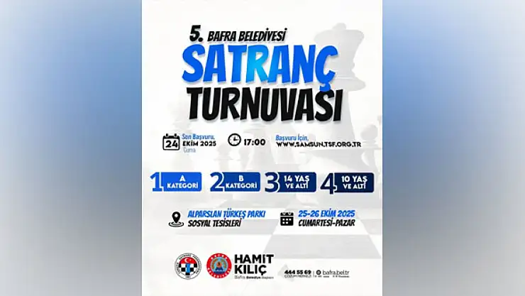 Bafra'da 5. satranç turnuvası başlıyor