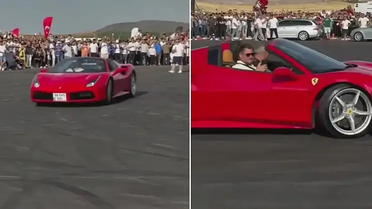 Belediye başkanı Ferrari'siyle drift yaptı