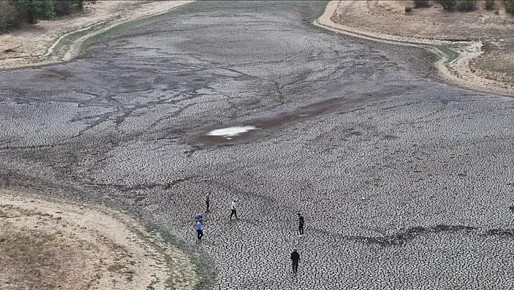 Edirne'deki gölet kuraklık nedeniyle tamamen kurudu