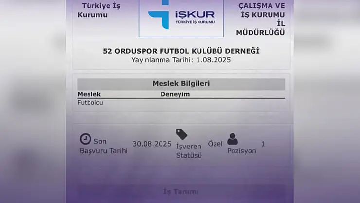 İŞKUR'a verilen futbolcu ilanı şaşırttı