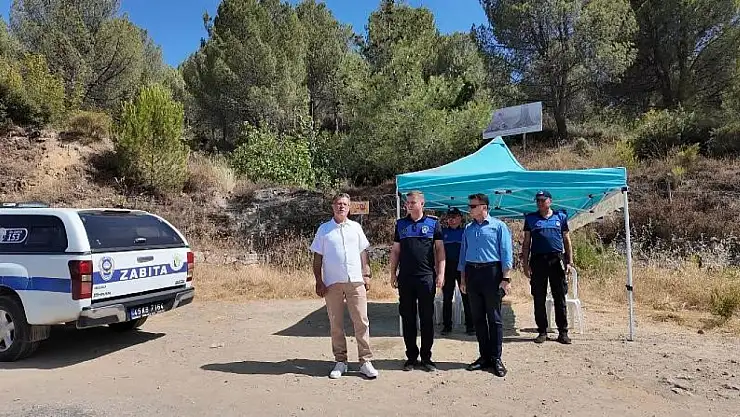 Zabıtalardan orman yangını nöbeti
