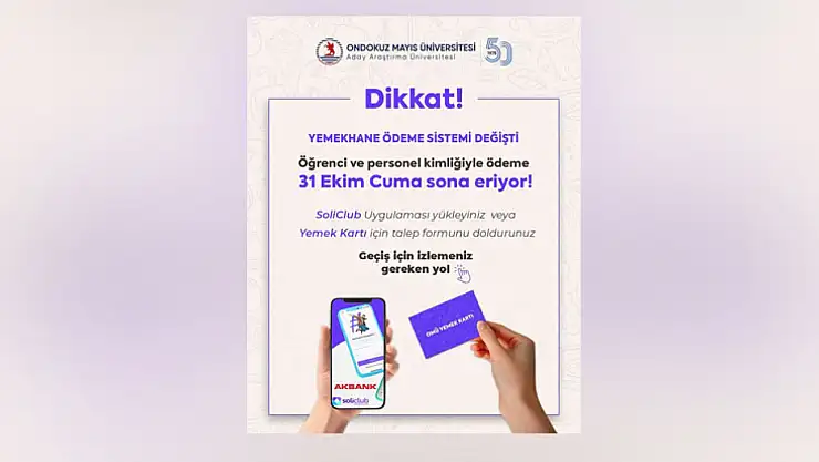 OMÜ'de yemekhane ödemelerinde yeni dönem başlıyor