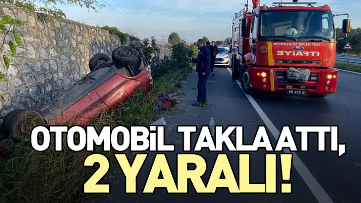 Otomobil Takla Attı, 2 Yaralı!