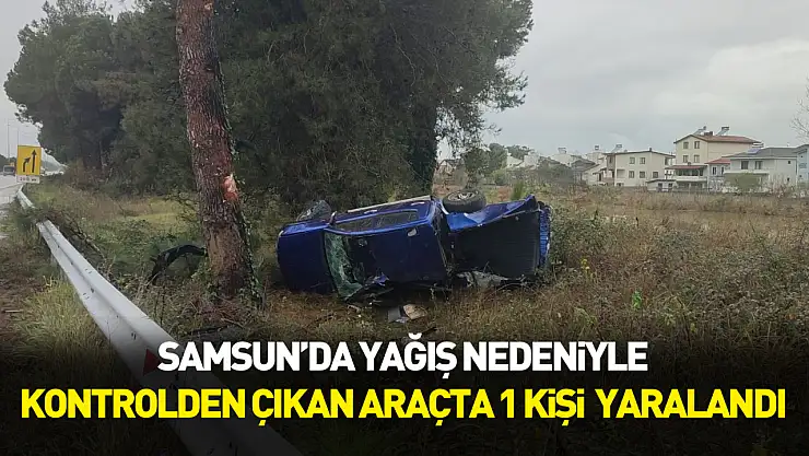 Samsun'da yağış nedeniyle kontrolden çıkan araçta 1 kişi  yaralandı