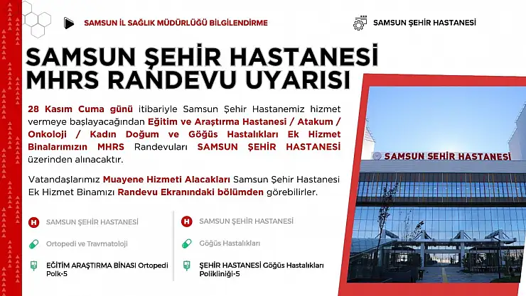Samsun Şehir Hastanesi İçin MHRS Düzenlemesi Yapıldı