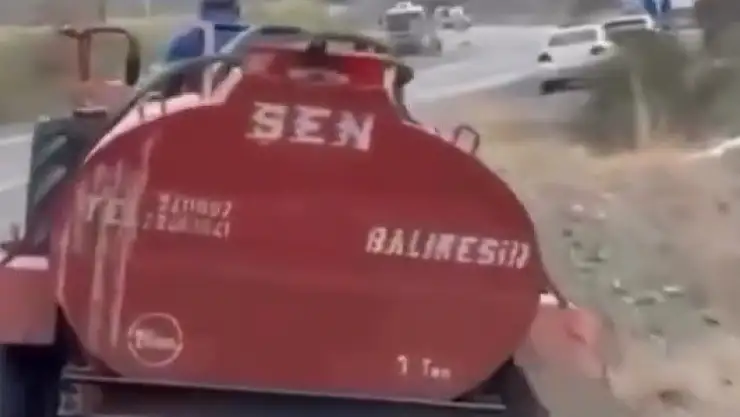 Yangına tekeri patlak şekilde gitti