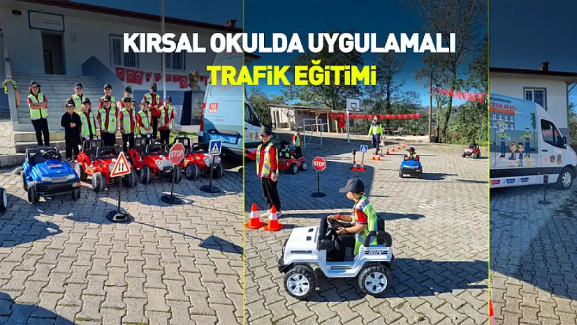 21 öğrencili kırsal okulda uygulamalı trafik eğitimi