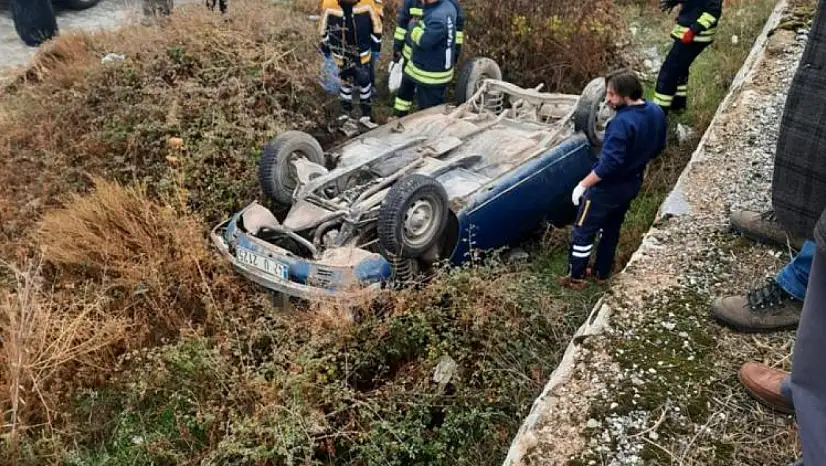 Akşehir'de Kontrolden Çıkan Araç Şarampole Uçtu