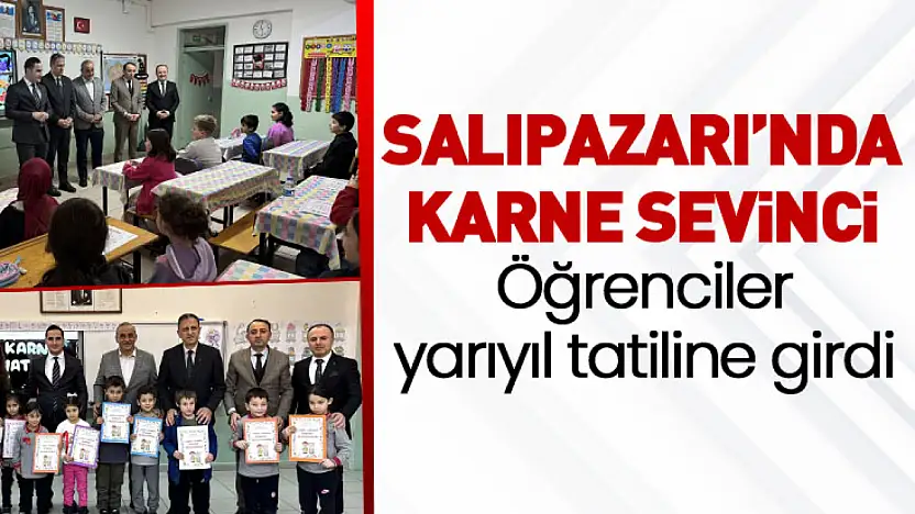 Salıpazarı'nda öğrenciler karne alarak tatile girdi