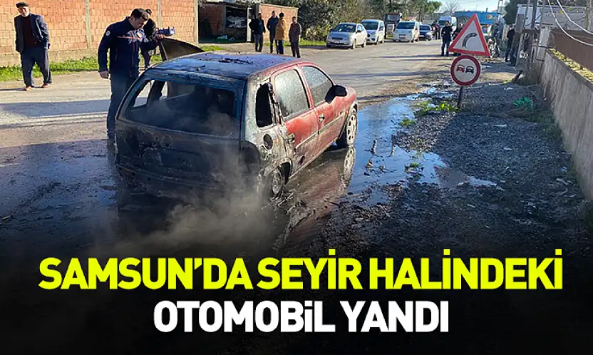 Bafra'da otomobil yandı