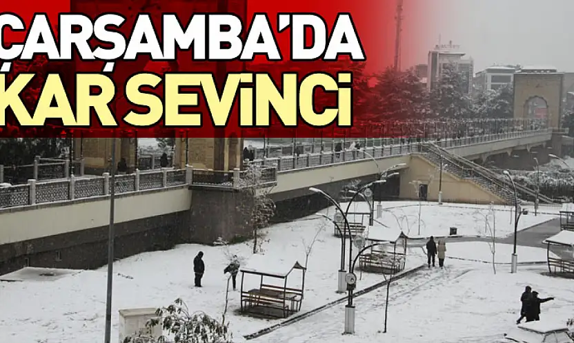 Çarşamba'da kar sevinci