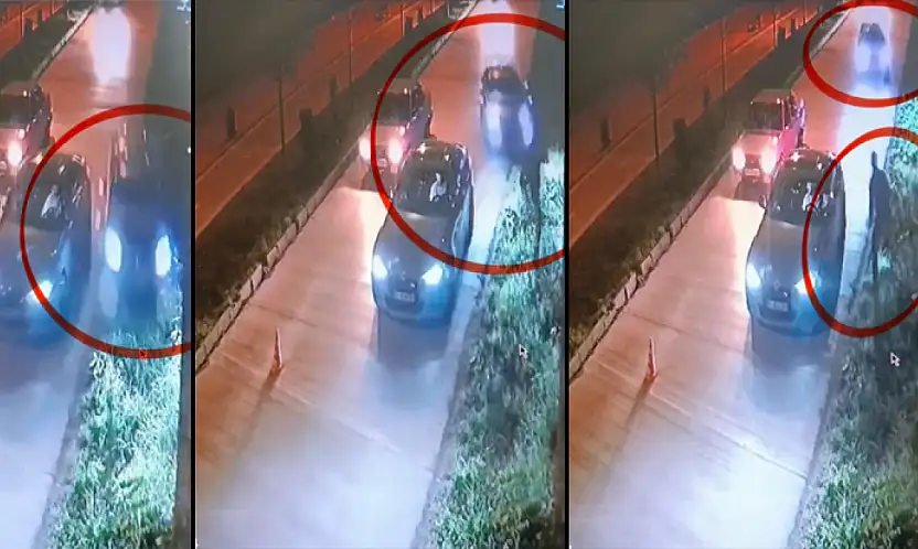 Dehşet saçan aracın polise çarpma anı kameraya yansıdı