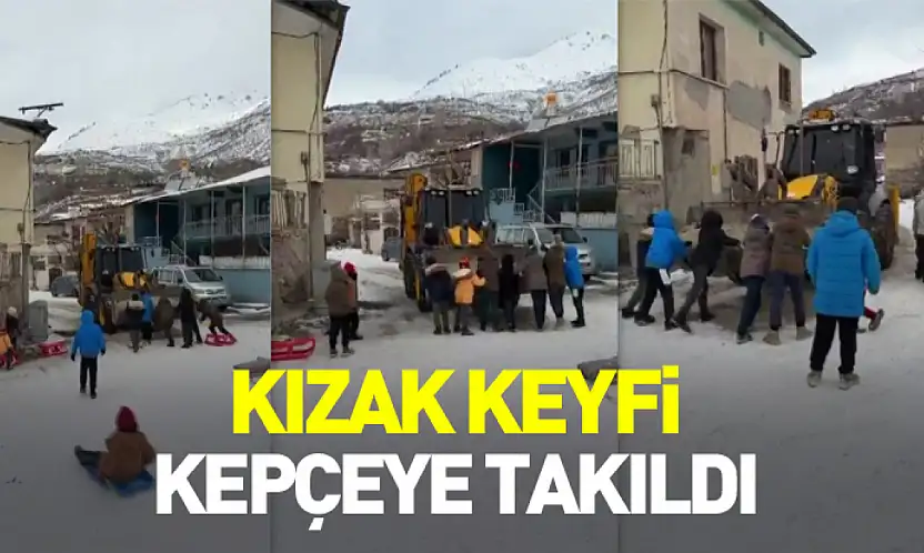 Kızak Keyfi Kepçeye Takıldı