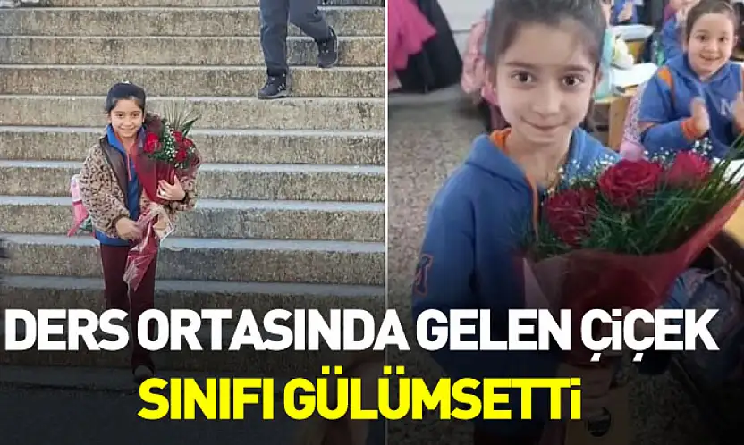 Samsun'da öğrenciye babasından sınıfta sürpriz çiçek