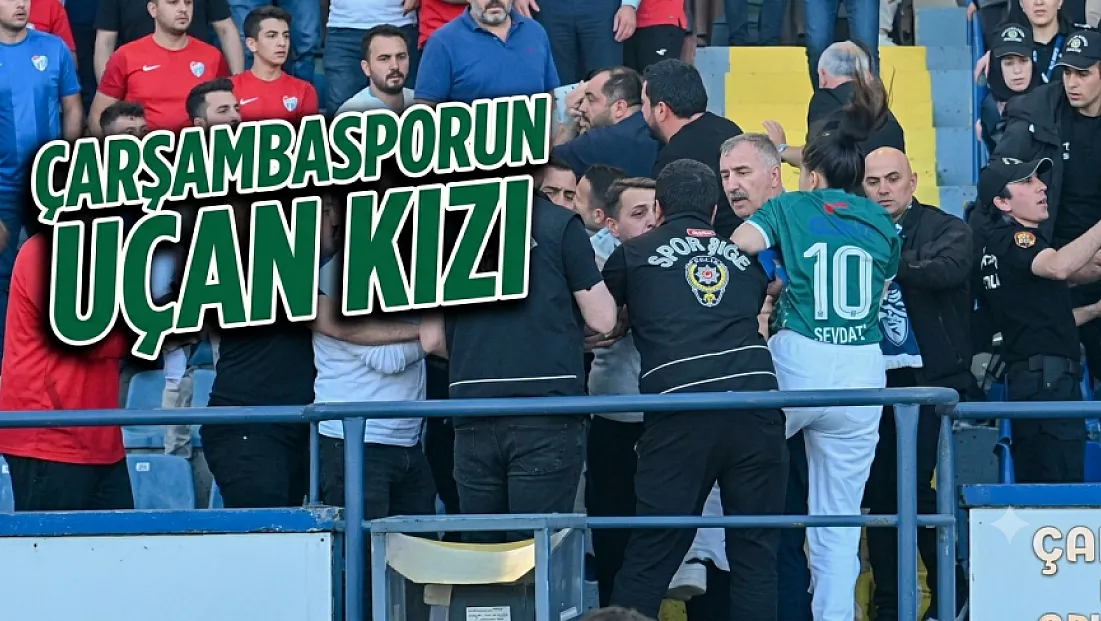 Çarşambasporlu taraftar kız kavga alanına uçarak daldı