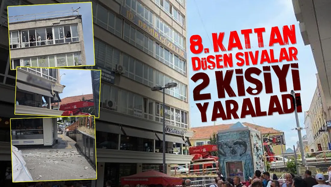 Samsun'da 8. kattan düşen sıvalar 2 kişiyi yaraladı