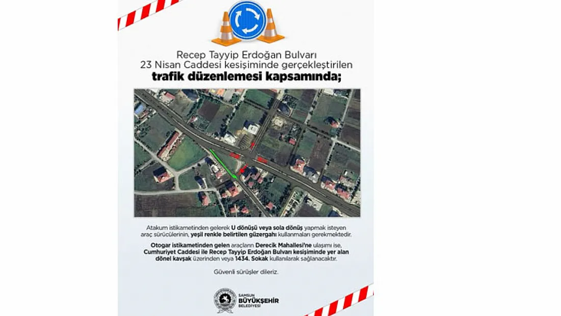 Recep Tayyip Erdoğan Bulvarı’nda Trafik Düzenlemesi Yapıldı