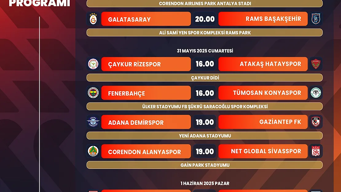 38. hafta programı belirlendi