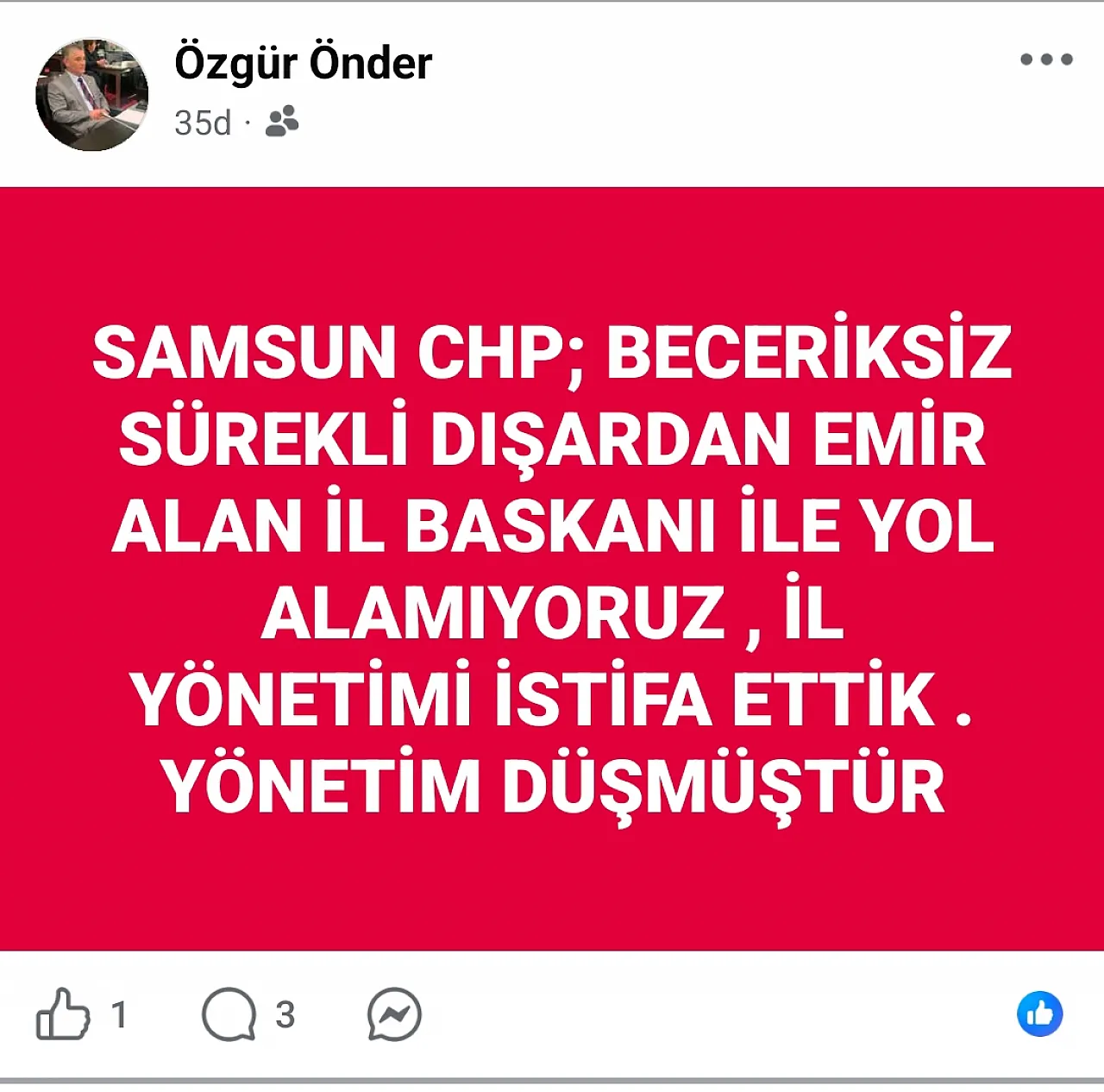 CHP Samsun İl yönetimi düştü