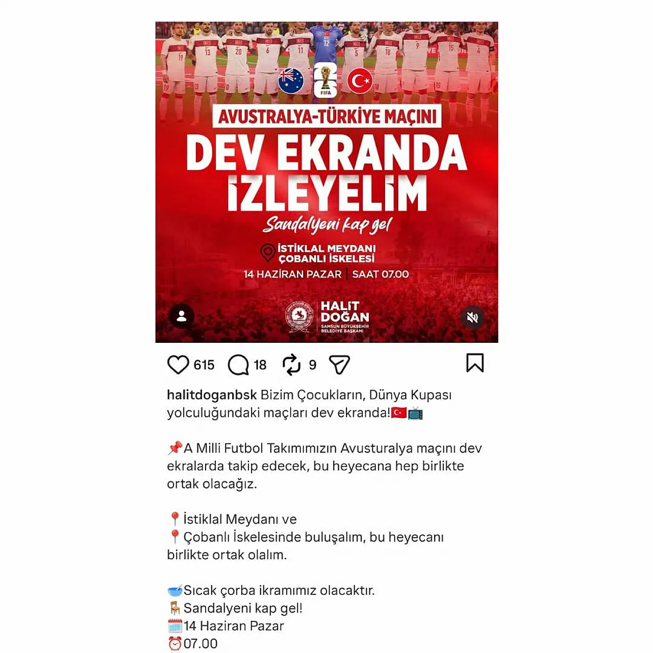 Samsun'da A Milli Takım heyecanı dev ekranlarda yaşanacak