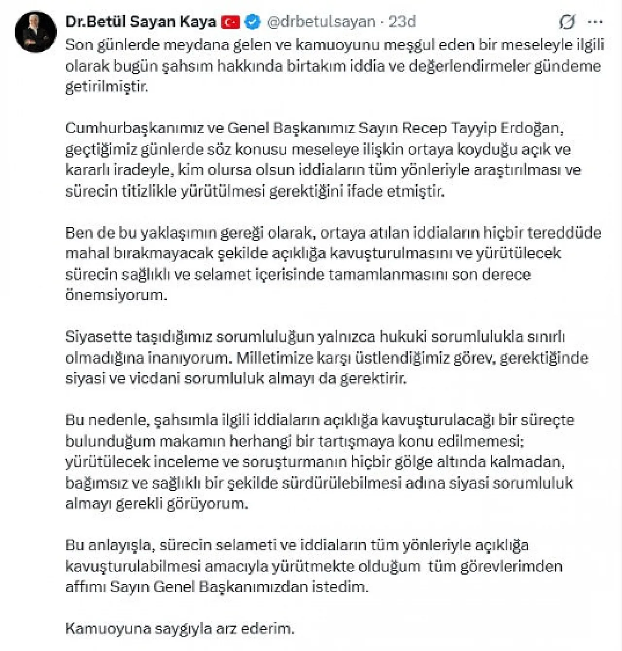 Fatma Betül Sayan Kaya AKP'deki görevlerinden istifa etti