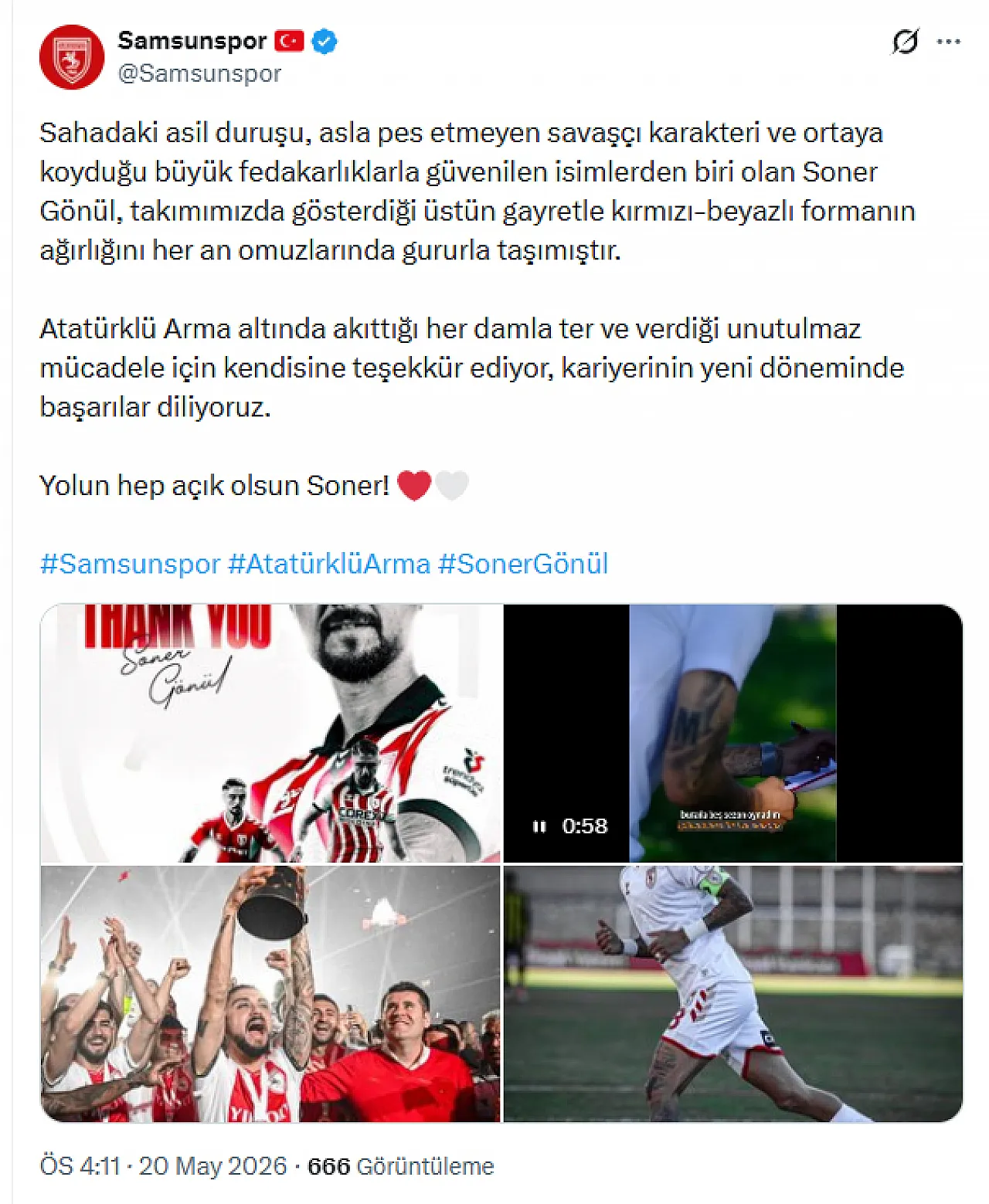 Samsunspor'da Soner Gönül'e Veda Edildi!